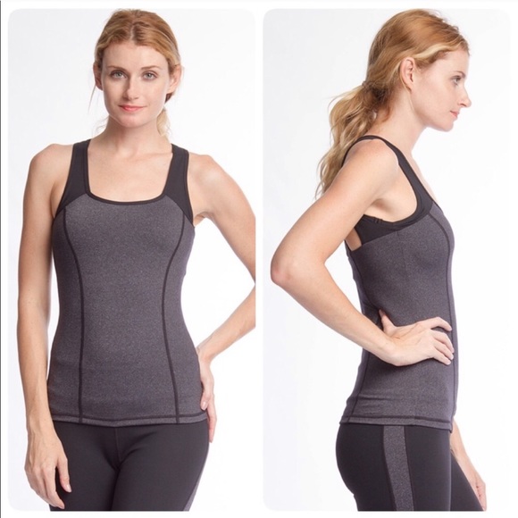 Gray and Black Open Back Workout Tank - Picture 2 of 5